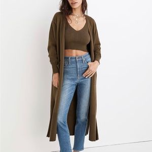 NWT Madewell Brodale Duster Cotton Sweater Kale Green XS / XXS
